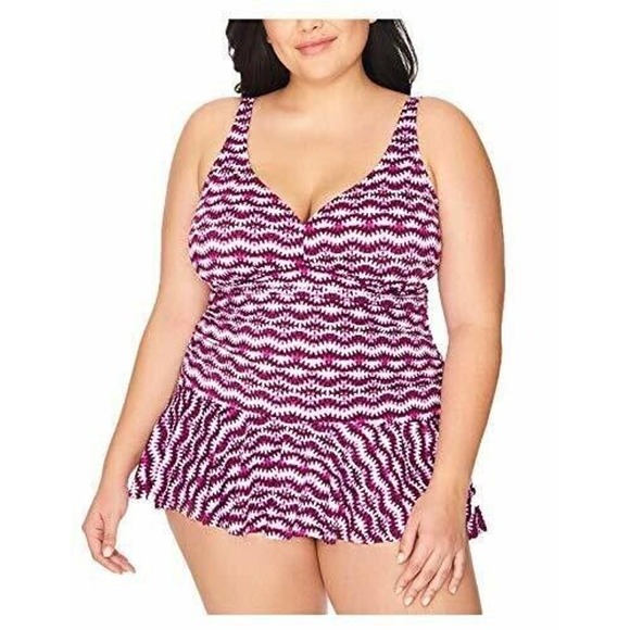 MSRP $114 Swim Solutions. Spring Play Tummy Control Swimdress Purple Size‎ 16 - Picture 1 of 2